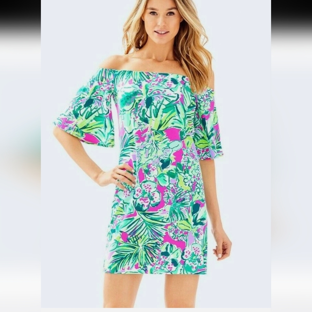 Lilly Pulitzer Fawcett Off Shoulder Dress S.XXS Early Bloomer